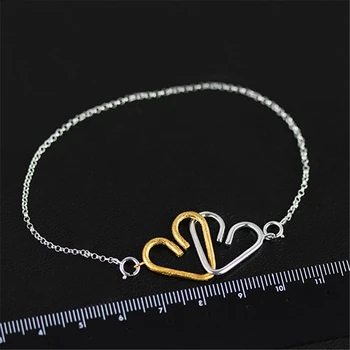 Lotus Distractiv Real Argint 925 Creative Handmade Bijuterii Fine Exclusuive Romantic Dulce la inima La Inima Brățară pentru Femei