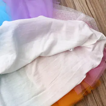 2018 Brand Nou pentru Sugari Fete Copii Curcubeu Colorate Haine Seturi de 2 BUC Dantela Maneca Tricouri Topuri+Dantela Tutu, Fuste Sifon 6M-5 ANI