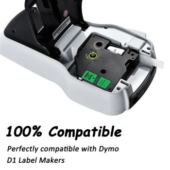 CIDY 1buc Compatibil Dymo D1 6mm Eticheta Banda 43619 Negru pe Eticheta verde Panglici pentru Dymo Label Manager 160 280 210