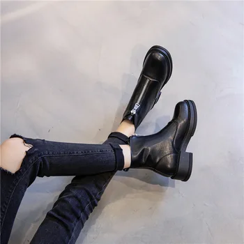 Cizme de toamna si iarna 2020 nou stil Britanic Martin cizme femei sălbatice pantofi pentru femei de fata cu fermoar din piele pentru femei cizme scurte