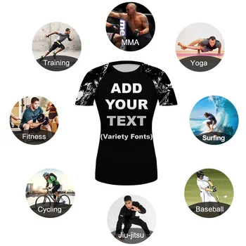 Personalizat Adăugați Numărul Dvs. Text Două Laterale Vibrante Creative Print Petrecere de Fitness Antrenament Grafic de Vacanță cămașă Sport Rash Guards