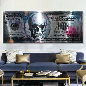 Creative Dolari Imagine Arta De Perete Craniu Dolar Panza Pictura Bani De Artă Poster De Imprimare Living Modern Decor Perete Picturi