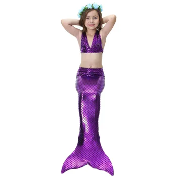 Halloween Cosplay Sirena Costume De Baie Fete Coadă De Pește Little Mermaid Petrecere Bikini Copii De Înot Purta Copilului Plajă Costum De Baie Baby Body