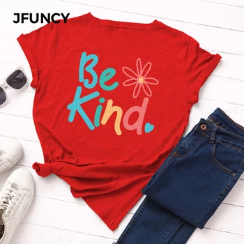 JFUNCY Plus Dimensiune S-5XL Femei T-shirt Femei Maneci Scurte Tee Topuri Colorate de Imprimare Femeie Casual Tricou de Vară 2020 Bumbac Tricou