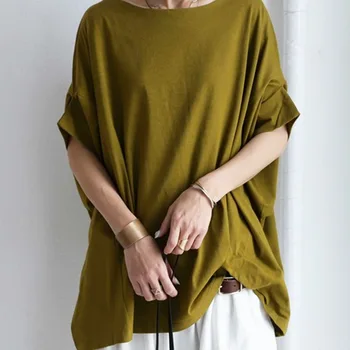 Scurt-Maneca Guler rotund tricou Femei Nou de Mari Dimensiuni Hanorac cu Mâneci Vrac Slăbire Confortabil Culoare Solidă Bază