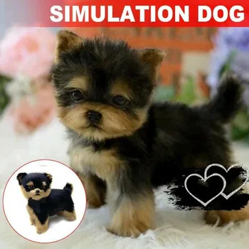 Mic Yorkie Cățeluș Câine de Pluș Teddy Câine Jucărie de Pluș Drăguț de Simulare de Animale de companie Pufos Păpuși pentru Copii Cadouri pentru copii Copii
