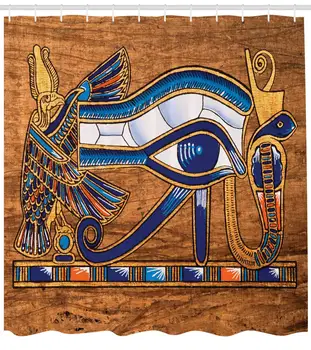 Egiptean Perdea de Duș de Ambesonne Egiptene Antice de Artă Reprezentând Ochi Mozaic Stil de Design Material Decor Baie Set