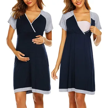 Rochie de Haine Pentru Femeile Gravide Rochii de Maternitate Short Sleeve V-neck mamele care Alăptează Cămașă de noapte Acasă Îmbrăcăminte pentru femei