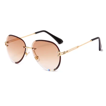 Noi fără ramă de ochelari de Soare Brand de Lux de Design pentru Femei de Moda de Metal ochelari de Soare UV400 Shades Ochelari de Oculos de sol