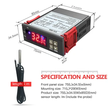 Stc-3000 12V Led Digital Controler de Temperatura Termostat de Control Incalzire Racire Senzor de Umiditate Metru