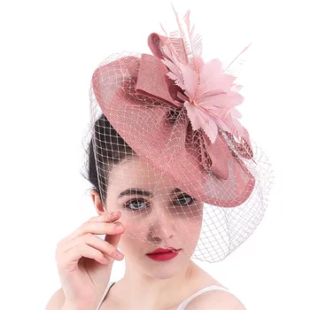 Elegant de Mireasa Voal de Mireasa de Păr Palarioare Pălărie Cu Pene de Flori Pălării de Păr Clip Femeile Petrecere Căsătorit Cursa articole pentru acoperirea capului XMF191