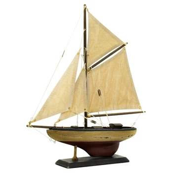 LUCKK Barcă cu pânze din Lemn Model 33*37*6cm Recif și Naviga Navigatie Navă Model de Cadou pentru Copii și Adulți