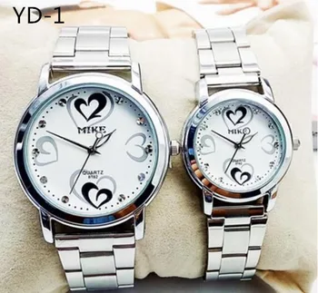 Inima în formă de două ceasuri o pereche coreean bărbați și femei non-mecanice ceas rezistent la apa cu bandă de oțel