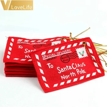 10buc Crăciun Simțit Plic Broderie de La Moș Crăciun Bomboane Roșu Sac Decorare Ornament Copii Cadouri pentru Copii Scrisoare