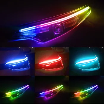 2 buc/set Impermeabil Flexibil Masina RGB lumini de Zi Lumina DRL LED Multicolor Benzi de Semnalizare Lumini Universal de Semnalizare Lam