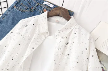 Femei Bluze Camasi Tunica Femei Topuri Si Bluze 2020 Îmbrăcăminte Pentru Femei Cu Maneci Lungi Haine Buton Sus În Jos White Star De Moda Noua