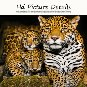 Wild Jaguari cu Copilul Jaguar Panza Pictura Arta de Perete Postere si Printuri de Familie Animale Imagini Decorative pentru Camera de zi