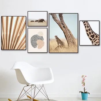 Elefant, Girafa, Zebra Punct Abstract Frunze De Arta De Perete Panza Pictura Nordică Postere Si Printuri Poze De Perete Pentru Living Decorul Camerei