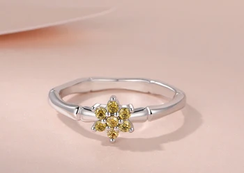 YANHUI Noua Creatoare de Moda Flori de Cristal Deget Inele de Nunta pentru Femei Olive Green Zircon Glamour Inel Argint 925 Bijuterii