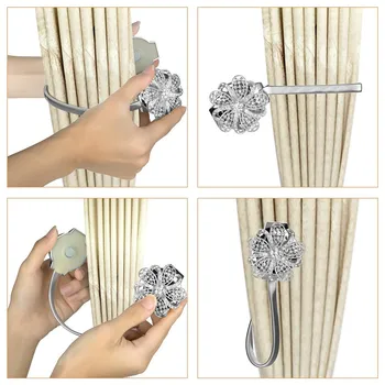 Moda Diamond Floare De Design De Înaltă Calitate Pereche De Cristal Magnetic Cortina Tiebacks Lega Spatele Cortinei Catarama Clips Obstacol