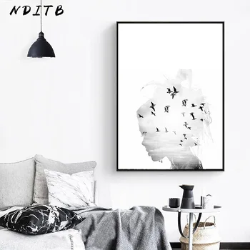 NDITB Ceață Pădure Scandinavia Peisaj Pictura Canvas Postere de Arta, Printuri Poza Perete pentru Camera de zi Nordic Decor