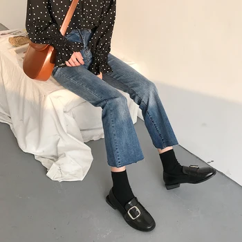 Disweet Blugi Femei 2019 Epocă Talie Înaltă Glezna-lungime Simplu Femei Flare Jean-coreean Pantaloni Elastic Blugi Skinny Femei