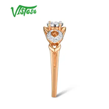 VISTOSO Inele de Aur Pentru Femei Reale 14K 585 Crescut de Inel de Aur Diamant Spumant Promit Inele de Logodna, Aniversare Bijuterii Fine