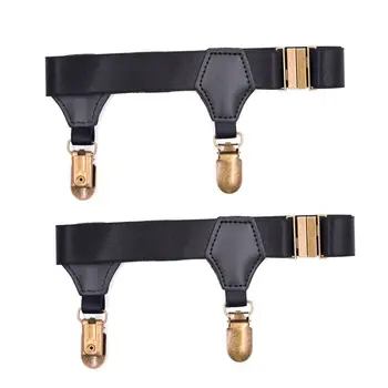 AEbone Negru Suspensorio Pentru Adult Clip Dublu Bărbați Șosete Bretele Reglabile Ciorap Elastic Jartiera Sus14
