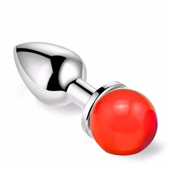 Noi fierbinte de dimensiuni Mici de Sticlă Colorată minge 28mm Dia anal plug de bază margele de metal fundul introduce glonț vibrații jucarie sexuala pentru barbati femei