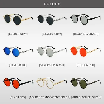 Femeile Metal Punk Epocă ochelari de soare Rotund ochelari de Soare Barbati de Brand Designer de Moda Ochelari Oglindă Lentile de Înaltă Calitate Oculos UV400