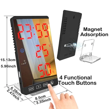 Ceas cu Alarmă Digital,LED-uri de Mare Display Electronic cu ceas de Temperatura Detecta Oglinzi Moderne de Birou Ceas de Perete