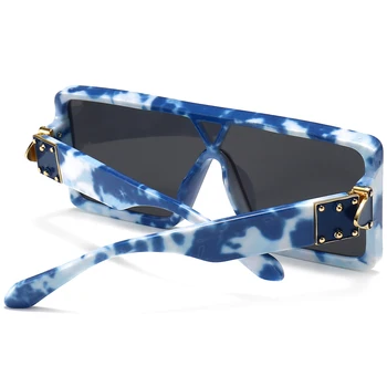 Kachawoo supradimensionate pătrat ochelari de soare pentru femei-o bucată de lentile de bărbați accesorii ochelari de imprimare model albastru fierbinte de vară uv400