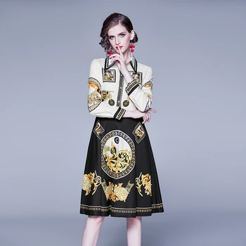 Femei de moda de Epocă 2019 Elegant Nou Etnice Tipărite de Lux Florale Rochie de Imprimare pista designer de toamna cu maneca lunga