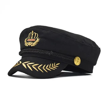 Noi crown Vintage palarie cald Bărbați Femei Toamna Iarna Plat beretele Militare Căpitan Reglabil Marinar Capace Marina cap Pălării