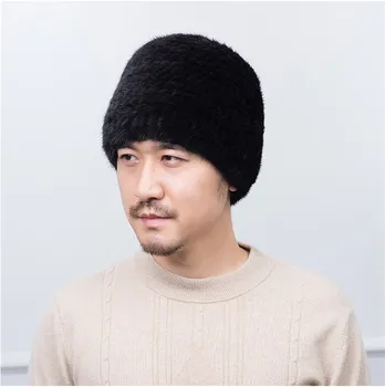 Oamenii pălărie de iarnă șepci de naturala nurca blană pălării tricotate cald căciulă de iarnă pentru bărbați pălării de blană maro negru gri culoare design nou H89
