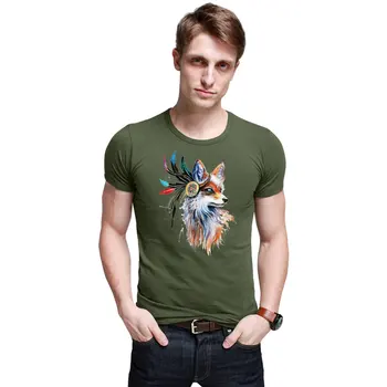 Noi, Cele Mai Recente Moda Colorate Pene De Vulpe Imprimate T-Shirt Pentru Bărbați/Femei Casual Din Bumbac Cu Maneci Scurte Topuri Teuri De Animale De Imprimare Tricouri