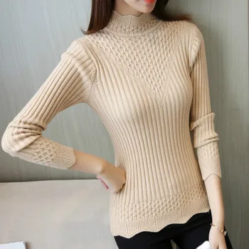 Femei pe jumătate cald-gât pulover 2021 iarna noi culoare solidă pulover scurt pulover Subțire, etanș sălbatice cămașă cu mâneci lungi