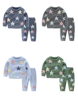 Copii Pijama Set Pentagrama Print Top 2 buc Pantaloni de Pijamale 2 3 4 5 6 Y Copilul Fată Băiat Moale, Groasă, Pijamale Copii, Pijamale Noi