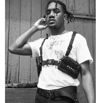 Reglabil Negru Vesta Hip Hop Streetwear Funcționale Tactice Ham Piept Rig Kanye West Pachet de Talie Piept Sac de Moda Nailon