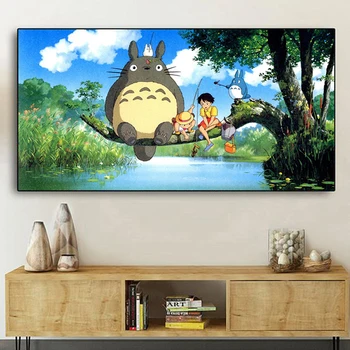 Miyazaki Hayao Totoro Desene animate Pictura Arta Poster de Perete Pictura si Arta Moderna pentru Dormitor Copii Poza Perete Decor Acasă Cadou