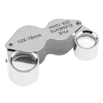 10X / 20X Portabil Lupa Pliabil Dublu Obiectiv Instrument ,Aliaj de Zinc Lupă cu Cutie pentru Bijuterii / Diamante / Lectură