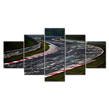 Nurburgring Raliu Rutier Piesa Masina Sport De Imprimare Tablouri Canvas 5 Piese Peisaj Arta De Perete Poster Living Decor Acasă Imagini