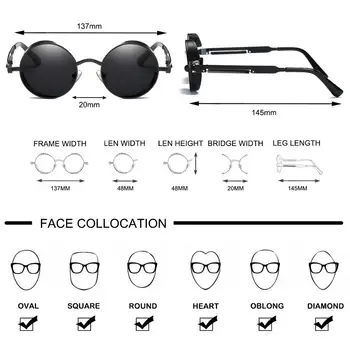 JULI Steampunk Epocă ochelari de soare Moda Rotund ochelari de Soare pentru Femei Brand Designer de Sculptură în Metal ochelari de Soare Barbati Oculos de Sol 8038