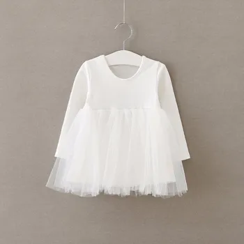 Cotton Voile Fete pentru Copii Princess Tutu Dress O-neck Nou-născut Patchwork Rochie de Bal Alb Roz Negru Gri 6-48 Luni Rochii