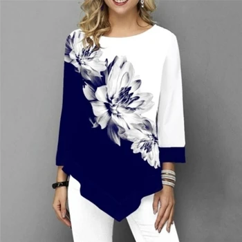Femei De Moda Imprimate Casual Neregulate Tiv Rotund Gat Mâneci 3/4 Plus Size Leopard De Imprimare Pulover Vrac Primavara-Vara T-Shirt
