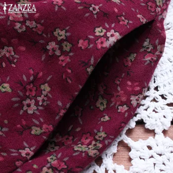 ZANZEA 2021 Femei Imprimate Rochie Sundress Vară Epocă Mozaic Floral Tricouri Vestidos de sex Feminin V Gât Halat de Caftan Plus Dimensiune
