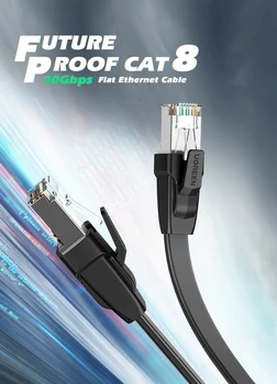 UGREEN Cablu Ethernet CAT8 40Gbps Plat RJ 45 Lan Patch Cord pentru PS 4 Router Modem-Uri RJ45 Rețea de Sârmă PISICA 8 Cablu Ethernet