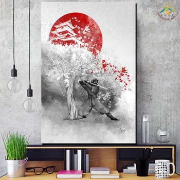 Samurai În Japonia Arta Scroll Pictura Modernă Panza Printuri De Arta Poster De Perete Pictura Opera De Arta De Perete Imagini De Artă De Decorațiuni Interioare