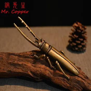Cupru pur Beetle Ornamente artizanale Retro alamă Insecte Sculptura Set de Ceai Accesorii pentru Ceai Acasă animale de Companie Decor Birou Ceainic cu Capac Furculita