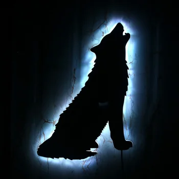 Pădure Lup Care Urlă Decorative Acrilice Oglindă De Perete Wolf Totem Tribal Animal Luminos, Oglinda De Perete Lup Iubitorii De Om Pestera Cameră Decor
